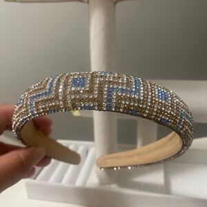 Crystal Mosaic Blue & Gold Padded Headband